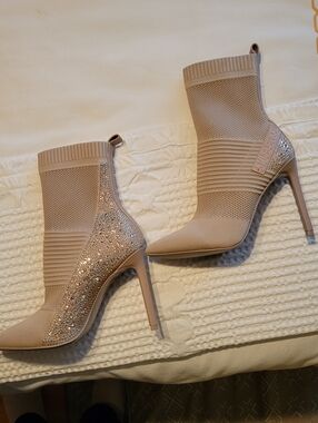 Steve Madden Blush Pink Embellished High Heel Bootie